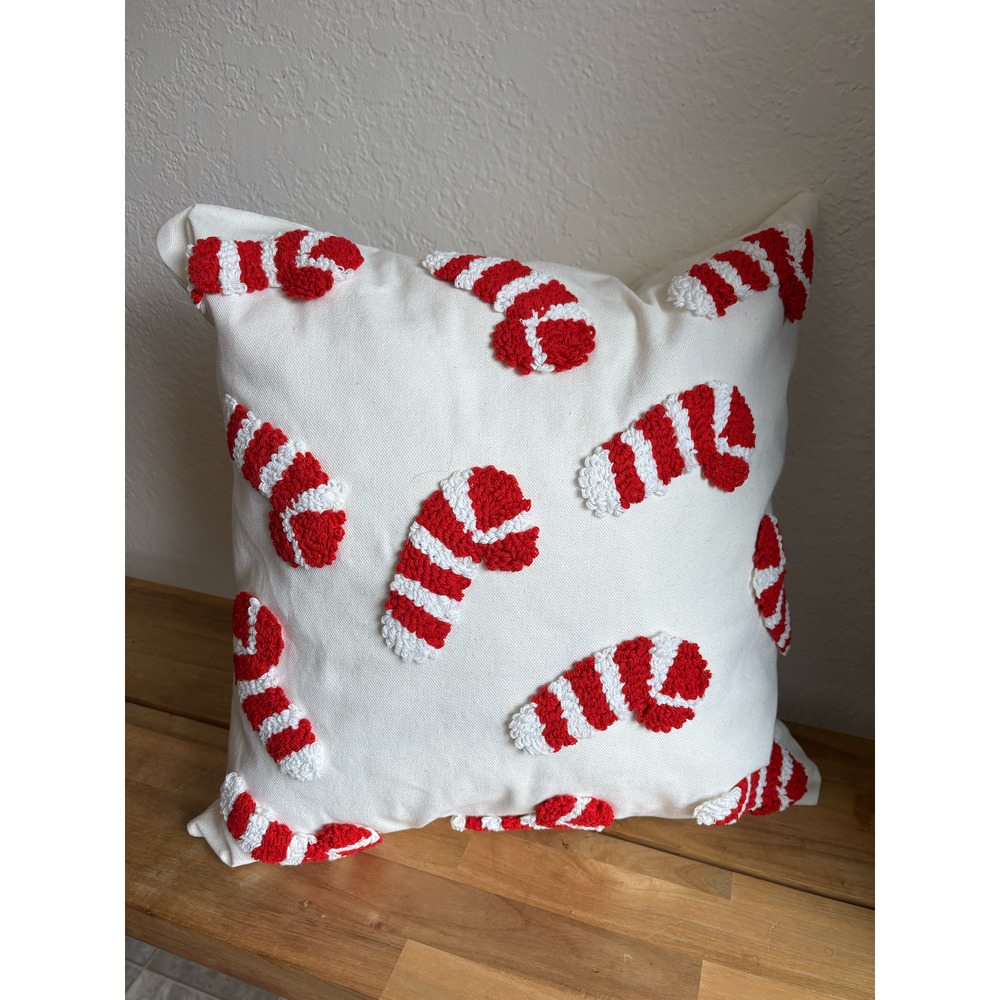Christmas Decorative Throw Pillow Cover - 18"x18" - Candy Canes